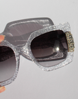Silver Glitter Crystal Sunglasses ~ Sample