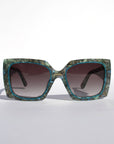Mother Of Pearl & Blue Patterned Square Sunglasses ~ Sample