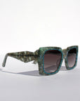 Mother Of Pearl & Blue Patterned Square Sunglasses ~ Sample