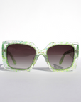 Iridescent Green Glitter Square Sunglasses ~ Sample