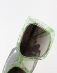 Iridescent Green Glitter Square Sunglasses ~ Sample