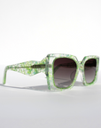 Iridescent Green Glitter Square Sunglasses ~ Sample