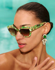 Solstice ~ Lime Multi coloured Browline Sunglasses