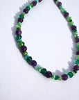 AMYLETTE ~ Handmade necklace with amethyst stones with emerald, turquoise and green rondelle crystal beads