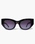 Black Pearl ~ Black almond-shaped acetate sunglasses with subtle dark shimmer