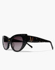 Black Pearl ~ Black almond-shaped acetate sunglasses with subtle dark shimmer