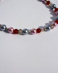 BLUSHBELLE ~Handmade statement necklace with carnelion beads, pale pink and lilac coloured pearlescent beads