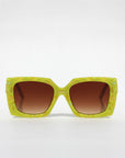 Chartrella ~ Square chartreuse marble sunglasses