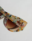 Confetti ~ Almond-shaped fitted sunglasses in multi-coloured patterned acetate