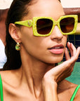 Chartrella ~ Square chartreuse marble sunglasses