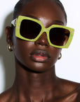 Chartrella ~ Square chartreuse marble sunglasses