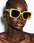 Chartrella ~ Square chartreuse marble sunglasses