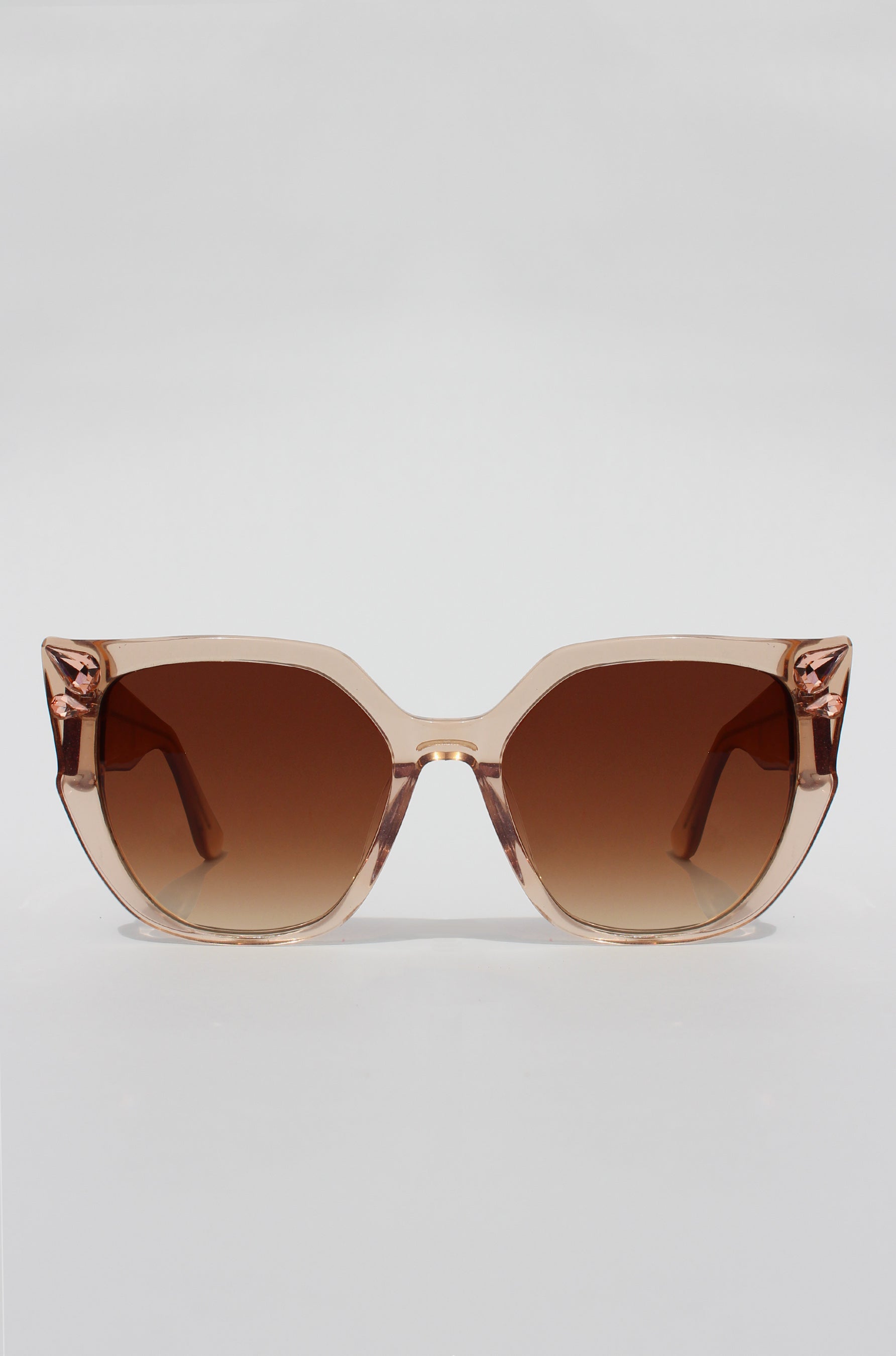 Cherrybliss ~ Red shimmer oversized rounded sunglasses with crystals detail