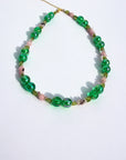 EMERELLE ~ Handmade necklace with Jasper plum blossom beads and emerald beads