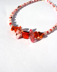 EMBERFLY ~ Handmade statement necklace with bright orange centrepiece, cherry blosson beads and orange rondelle beads