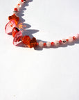 EMBERFLY ~ Handmade statement necklace with bright orange centrepiece, cherry blosson beads and orange rondelle beads