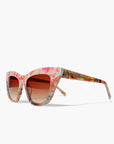 Floral-patterned sunglasses with a white background