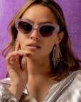 Lilove ~ Lilac glitter acetate sunglasses in an almond-shape
