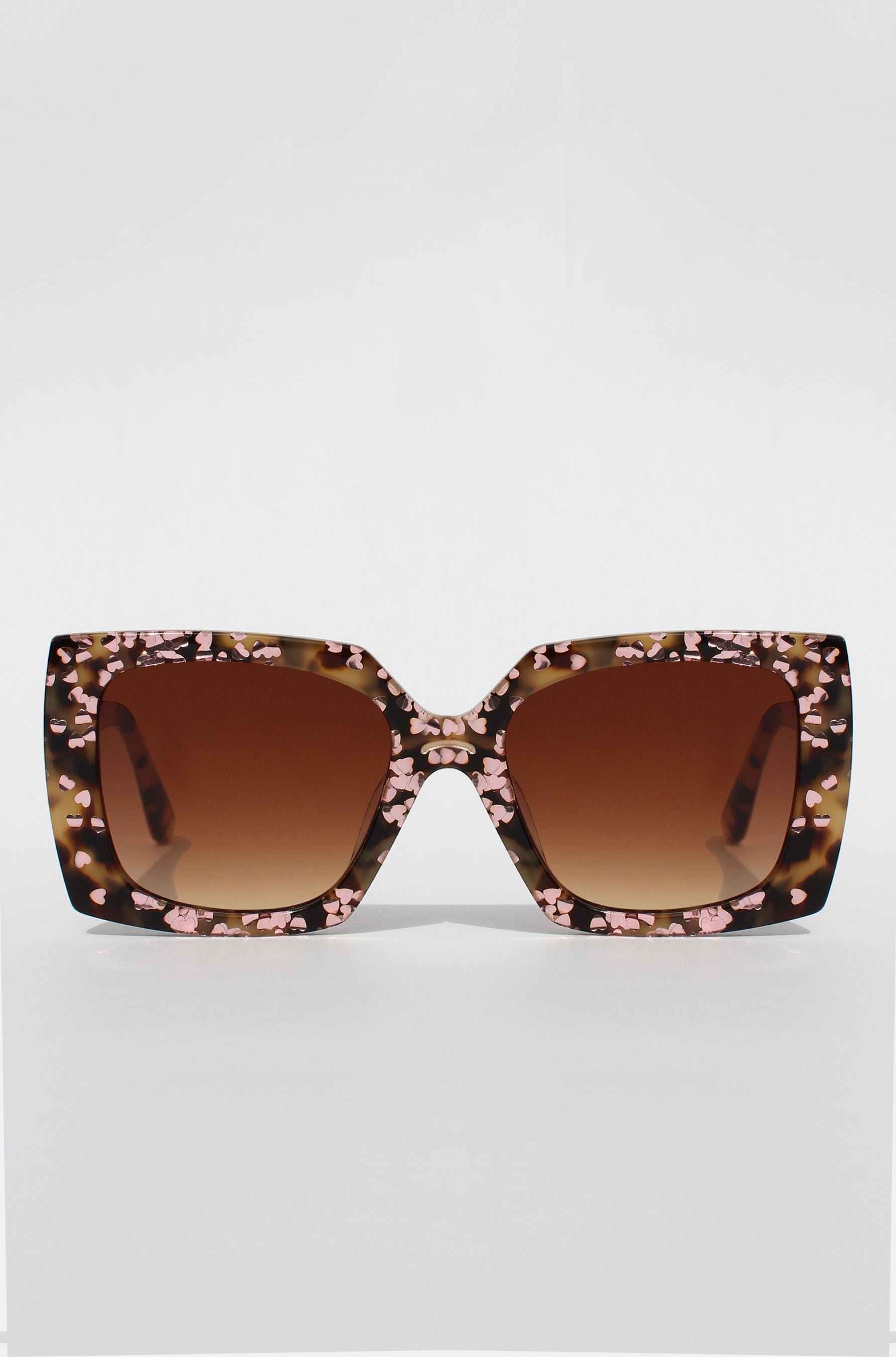 Lovetort ~ Square Sunglasses with caramel heart glitter