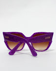 Octoplush ~ oversized rounded purple spotted sunglasses with crystals detail