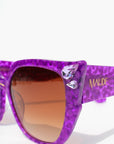 Octoplush ~ oversized rounded purple spotted sunglasses with crystals detail