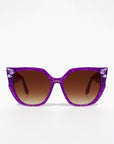 Octoplush ~ oversized rounded purple spotted sunglasses with crystals detail