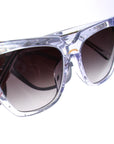 Stardust ~ Sharp cat-eye sunglasses in pearl tortoise shell with micro opal crystal detailing