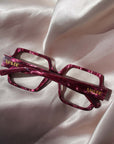 Heartstone ~ Oversized Square Optical Frames in Crimson Marble