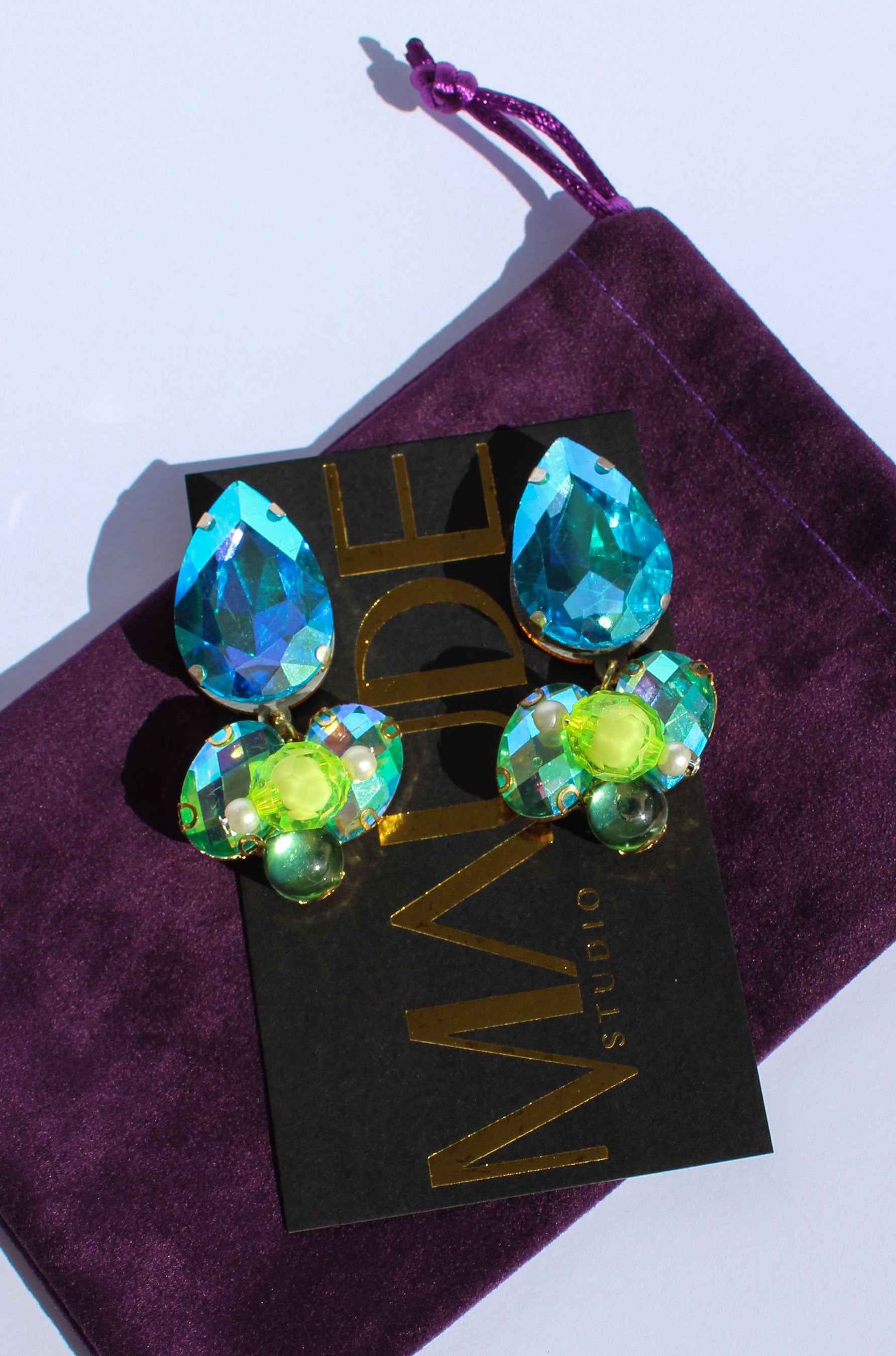 Seaglow Crystal Cluster Earrings