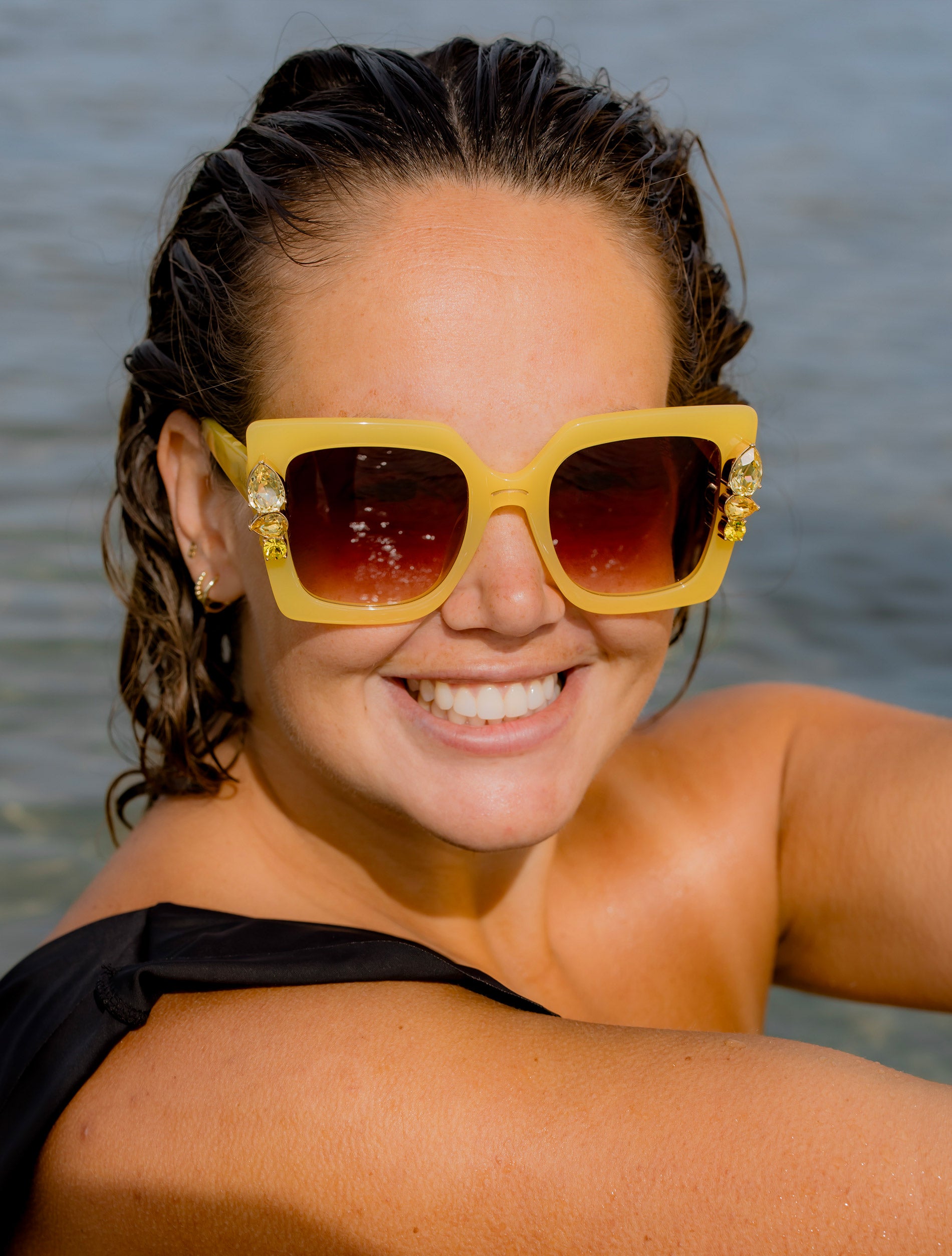 Limoncello ~ Square oversized Yellow Sunglasses
