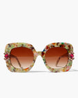Floria ~ Medium sized square sunglasses in multi acetate with bright crystal flower details