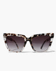 Tortelle ~ Sharp cat-eye sunglasses in pearl tortoise shell with micro opal crystal detailing