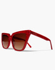 Rubie ~ Sharp cat-eye sunglasses in red marble with micro crystal detailing
