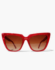 Rubie ~ Sharp cat-eye sunglasses in red marble with micro crystal detailing