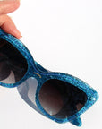 Blue Glitter Cateye Sunglasses w Painted Detail ~ Sample