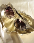 Queenie ~ Gold glitter with polkadot two tone cat eye sunglasses
