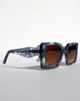 Blue Mottled Glitter Square Sunglasses ~ Sample