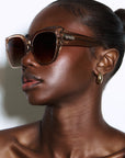 Cherrybliss ~ Red shimmer oversized rounded sunglasses with crystals detail