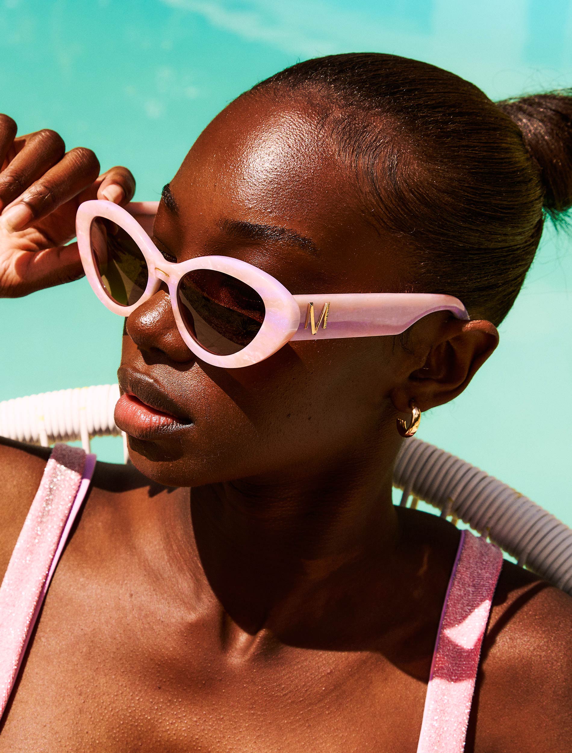 Dusklust ~ Oval shaped iridescent pink + lilac Sunglasses