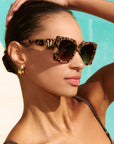 Lovetort ~ Tortoiseshell & chunky gold heart glitter Square Sunglasses