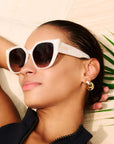 Opalina ~ Opal oversized rounded sunglasses with crystals detail