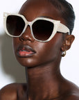 Opalina ~ Opal oversized rounded sunglasses with crystals detail