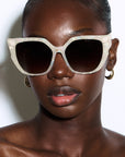 Opalina ~ Opal oversized rounded sunglasses with crystals detail