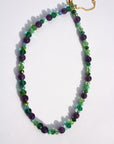 AMYLETTE ~ Handmade necklace with amethyst stones with emerald, turquoise and green rondelle crystal beads