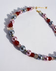 BLUSHBELLE ~Handmade statement necklace with carnelion beads, pale pink and lilac coloured pearlescent beads