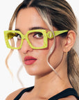 Chartrella Optical ~ Chartreuse Square Marbled Glasses