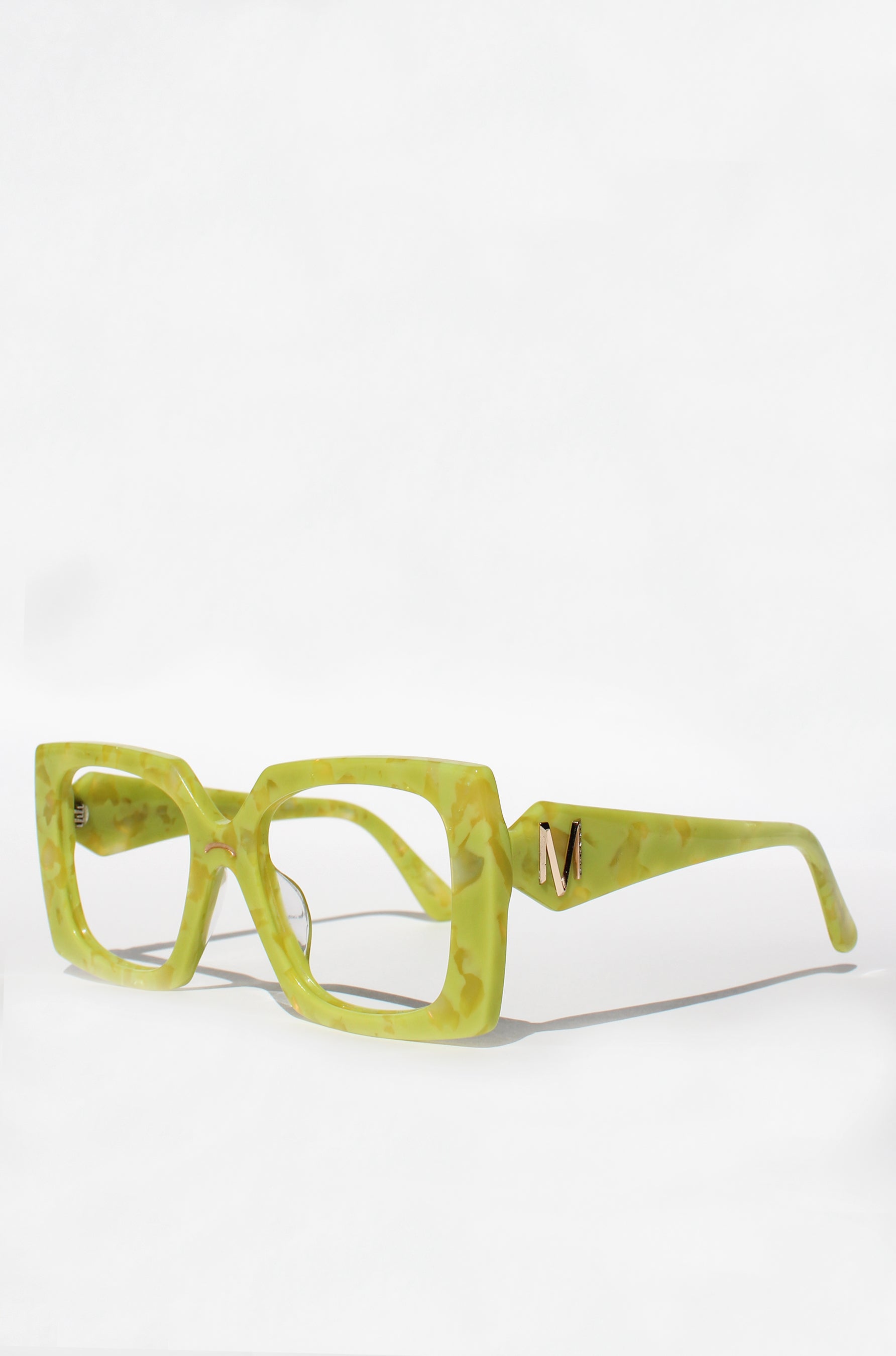 Chartrella Optical ~ Chartreuse Square Marbled Glasses