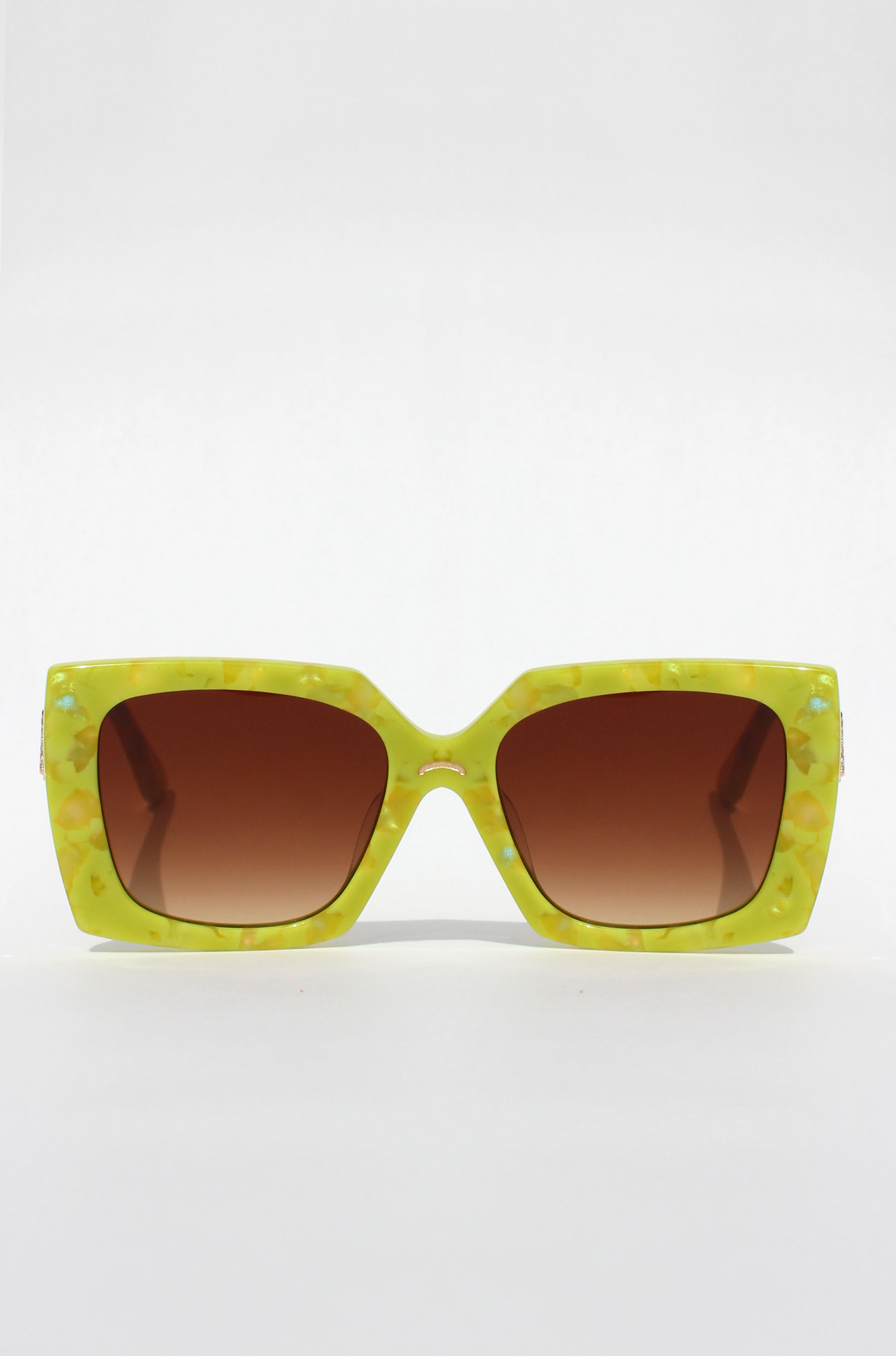 Chartrella ~ Chartreuse Square Marbled Sunglasses