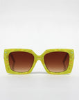 Chartrella ~ Chartreuse Square Marbled Sunglasses