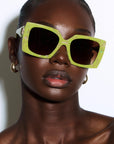 Chartrella ~ Chartreuse Square Marbled Sunglasses